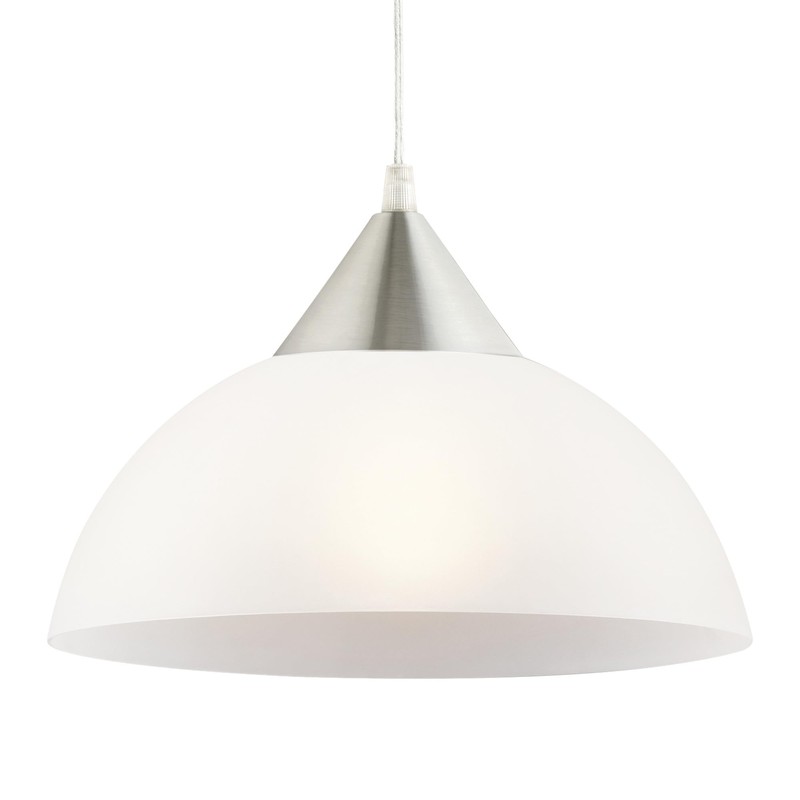 GLOBE Electric 64413 1-Light Plug-in Pendant, Brushed Steel, Frosted White