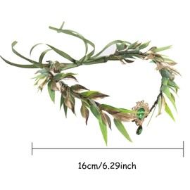 Hoshisea Fairy Leaf Forest Elf Headpiece, Flower Headband, Elf Headpiece for Women Girls Princess Wedding (Green)