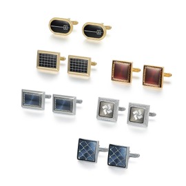 Wynameleri Cufflinks Set 6 Pairs for Men, Business Formal Shirts Buttons Cuff Link Packed in Case T0206005