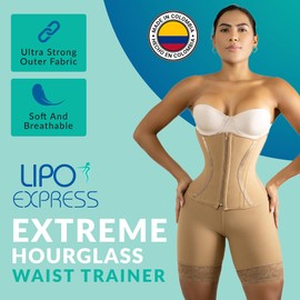 Lipo Express Colombian Hourglass Waist Trainer Corset (Black, Medium)