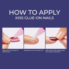 Kiss Uas Postizas Gel Fantasy, Incluye Pegamento Para Uas, 'West Coast', Rosa Mediano, Tamao Largo, Forma De Atad, Incluye 28 Uas, Pegamento De 2 G, 1 Palito D Rosa 1 Unidad (Paquete De 1)