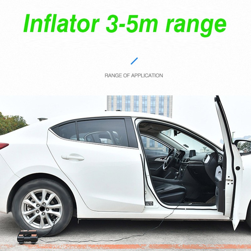 Portable Auto Air Pump Compressor Tire Inflating Tool with 3