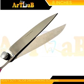 Pink Handle Upholstery Multi-Purpose Scissors, 8in, Dressmaking Tilors Shears - Sharp Cutting Straight Blades - German Stainless Steel