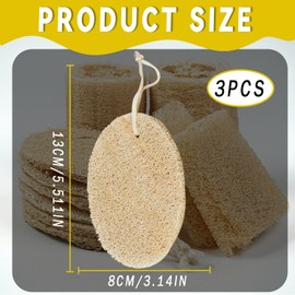 3 Pack Natural Loofah Sponges - Dual Purpose Body Exfoliation and Dishwashing - Natural Loofah for Shower, Bath and Kitchen Cleaning