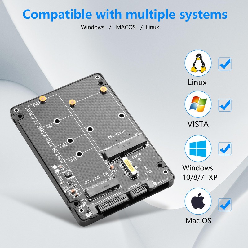 CERRXIAN M.2 NGFF SSD & MSATA SSD to 2.5"" SATA