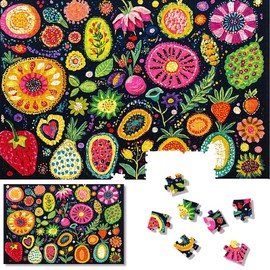1000 Piece Jigsaw Puzzles for Adults: Vibrant Floral & Fruit Design, Grid on Back for Easy Sorting, Nature Retreat