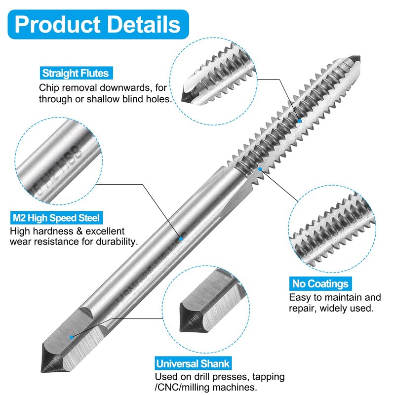 sourcing map Tap and Drill Bit Set, 2pcs M6 x