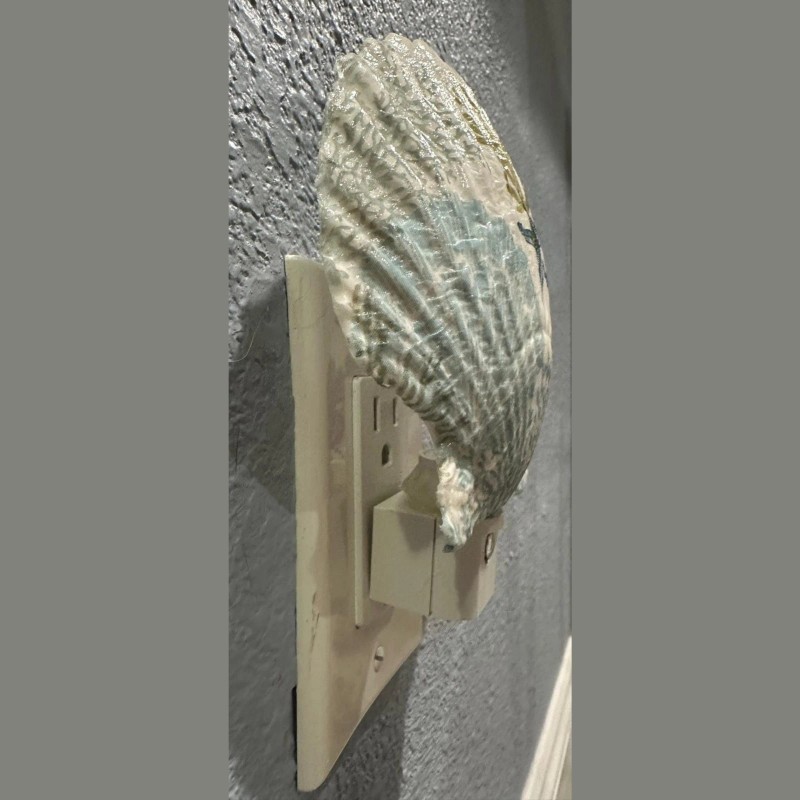 Nightlight Scallop Shell Coastal Decoupage Shell Art Light- Beach Theme