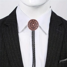 GelConnie Floral Bolo Tie for Men Womens Bolo Tie Necklace Native American Black Men's Bolo Ties Western Cowboy Bolero Ties, Large Copper, Adjustable