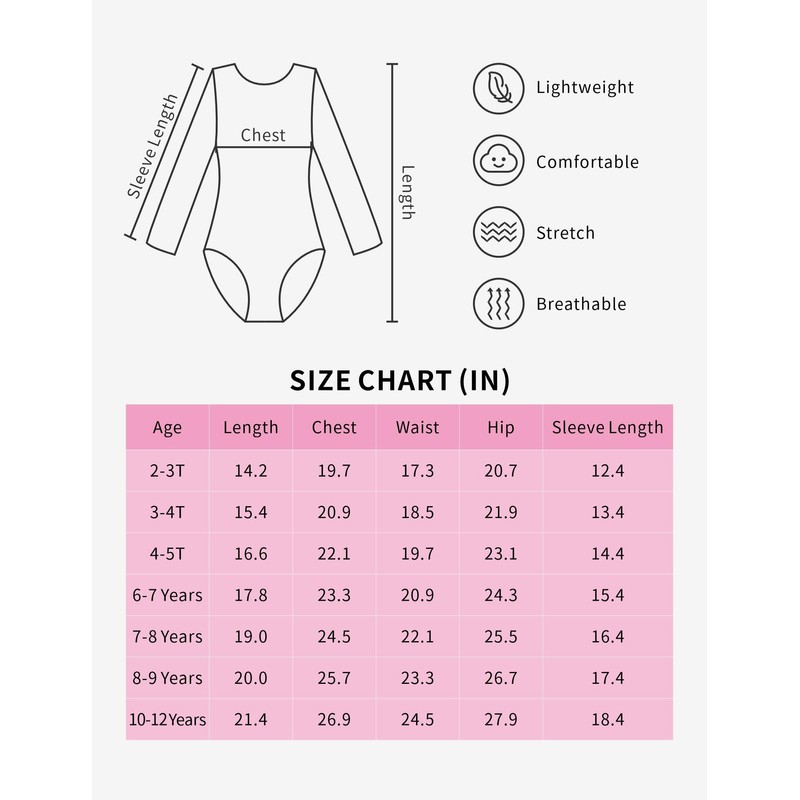 Snowheart Girls Gymnastics Leotards -Long Sleeve Leotards For Girls Toddler
