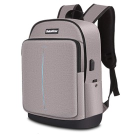 Bekahizar Travel Laptop Backpack 15.6 inch Lightweight Computer Rucksack with USB Charging Headphone Port, Large College Student School Bag Casual Backpack Work Daypack for Unisex Men Women (Gray)