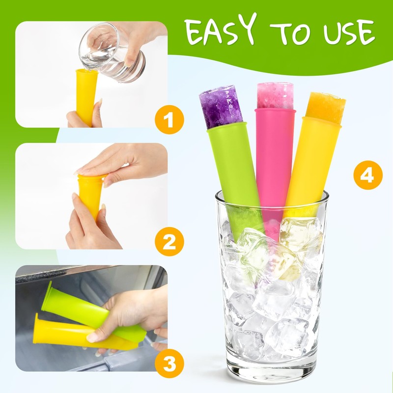 RAINFLOW 8 PCS Silicone Popsicle Molds-Silicone Ice Pop Molds for
