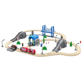 TOPLIVING Accessories For Wooden Railway Tracks, Police Station, Compatible With All Railway Tracks, Expansion Pack For Children Aged 3 Years And Over