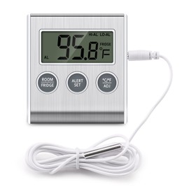 KeeKit Refrigerator Thermometer, Digital Fridge Thermometer, Freezer Thermometer with High & Low Temperature Alarm, LCD Display, Magnetic for for Restaurants, Kitchen, Home