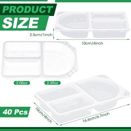 Blushtier 50 Sets 9 oz Reusable Snack Containers with Lids, 3 Compartment Snack Boxes for Lunch Packing, Condiments, Fruits, Sauces, Nuts, School Bento, Travel and Parties