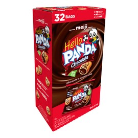 Meiji Hello Panda Cookies, Chocolate Crème Filled - 32 Count, 0.75oz Packages - Bite Sized Cookies with Fun Panda Sports