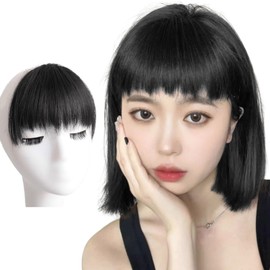 GFun Bangs Wig, Assime, Pattsun, Natural, Partial Wig, Full Hand Plant, Point Wig, Costume, Everyday, Natural Black