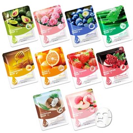 10PCS Hydrating Face Sheet Mask,Overnight Facial Sheet Mask,Moisturizing Face Masks for Women,Refreshing Face Masks Skincare Set Suitable for All Skin Types 05