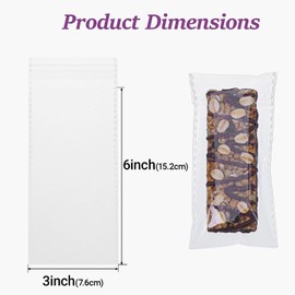 JCXGRVC 50Pack 3x6Inches Granola Bar Bags Dubai Pistachio Chocolate Bar Bags Cakesicle Bags Rice KrispiesTtreats Individually Wrapped Cellophane Packaging for Cereal Bar Truffle Party favors