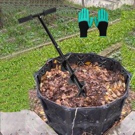 Compost Turning Tool,Compost Stirring Tool,Compost Aerator Tool Turner and Mixing Tool for Outdoor Compost Tumbler Bins Bags (Black, 85 * 10cm)