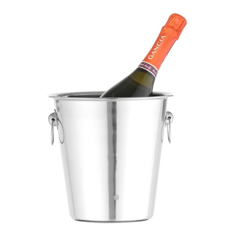 HENDI Weinkühler, Ringgriffe, Flaschenkühler, Sektkühler, 3,3L, ø220x(H)190mm, Edelstahl
