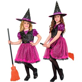 W WIDMANN MILANO Party Fashion - Children's Witch Costume Dress and Witch Hat Magician Fairy Tale Costume