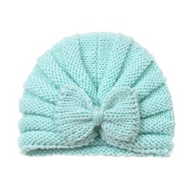 PythJooh Infant Baby Girl Bow Knitted Beanie Hats Newborn Toddler Winter Soft Warm Crochet Beanie Hats with Cute Bow for 0-2Years Blue Green