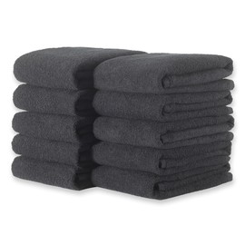 Face Towel, 100% Cotton, Thin, Instant Absorption, Quick Drying, 210 Monme, Set of 10, 13.4 x 31.5 inches (34 x 80 cm), Black (Commercial Use, Towel Set, Plain, Beauty Salon Towel, Salon Towel, Colored Towel, Face Washing Towel, Facial Towel, Cotton, Dur