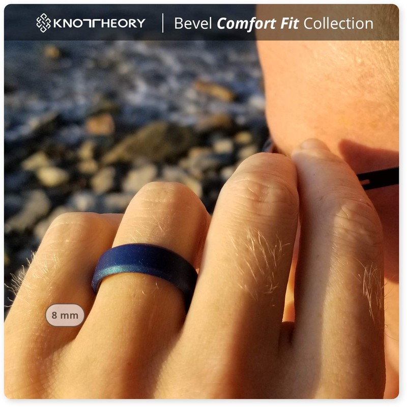 Knot Theory Metal Blue Silicone Ring for Men Women -