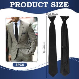 Black Tie for Men, Ties Solid Uniform Pre-tied Adjustable Neck Strap Tie Black Clip On Tie Clip On Black Ties For Men for Wedding Funeral Formal Business Tie Graduation School Uniforms (Black*3)