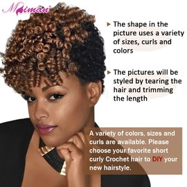 MIMAN 5 Packs 10 Inch Short Curly Crochet Hair for Black Women 6MM Crochet Braids Synthetic Hair Extension for Women DIY Mohawk Afro Braided Dreadlock Wigs(Brown)