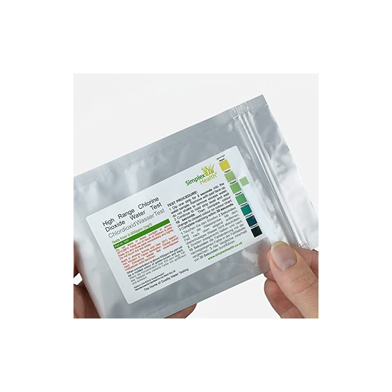 SimplexHealth Chlorine Dioxide 0-500ppm (10 Test Strips)