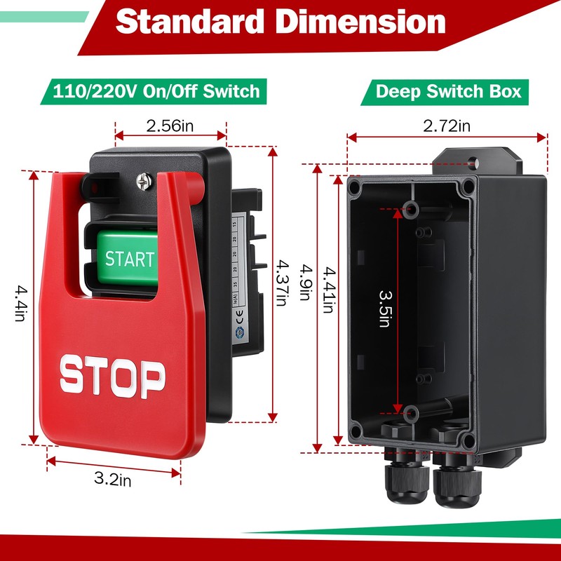 Dreyoo 120/230V Single Phase On/Off Switch, Efficient 120V 2HP Switch