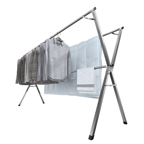 MrToNo Clothes Drying Racks Outdoor, 79 Inches Laundry Drying Rack