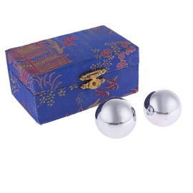 lachineuse Qi Gong Metal Set - Chinese Anti-Stress Balls Diameter 35 mm - Steel Health Balls - Gift Box for Zen Relaxation - Asian Object - Colour Grey