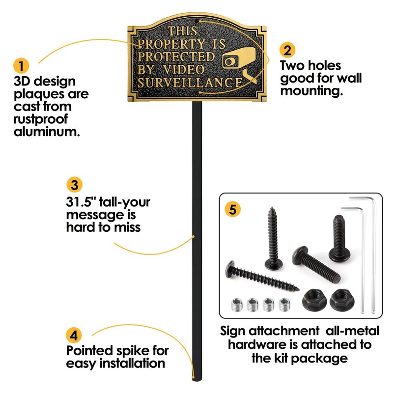 Morgtta Video Surveillance Signs, Home Security Camera - Thick and