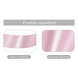 Satin Ribbons Pink 25 mm Wide, 23 Metres Gift Ribbon Pink Ribbon for Gift Wrapping, DIY Crafts, Bouquets, Sewing Projects, Bow Making, Birthday and Wedding Decorations