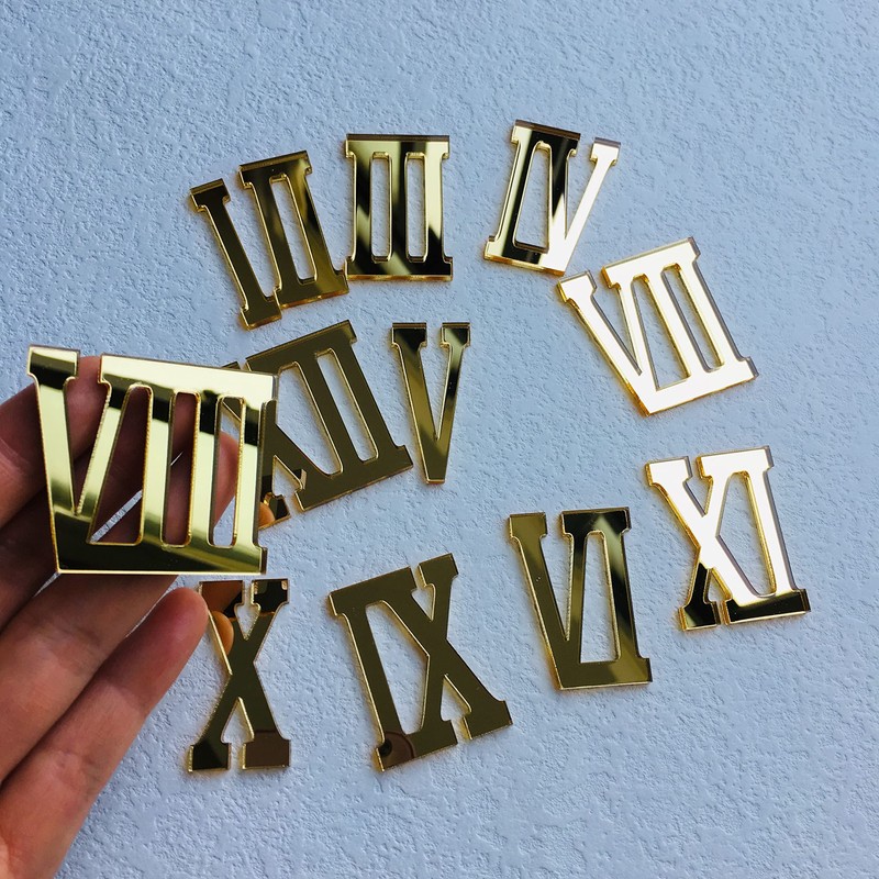 NUO RUI 12 Pcs Roman Mirrored Acrylic Numerals for a