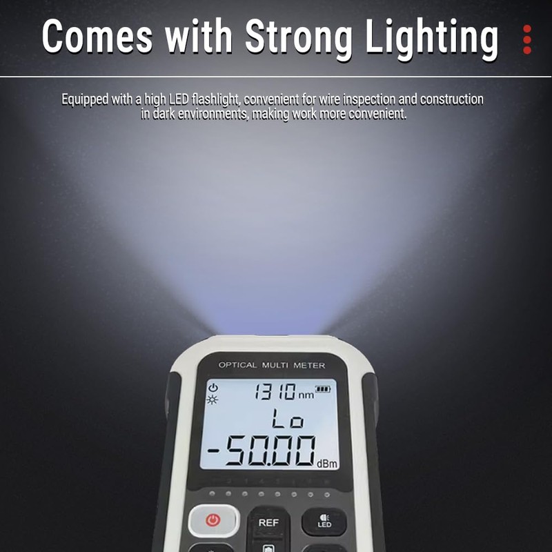 Fibreglass Power Meter, White Multifunctional Fibre Optic Tester with High