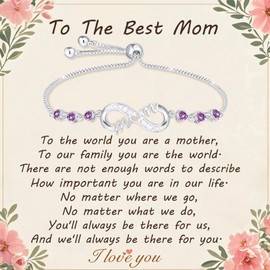 Mothers Day Gifts for Mom Silver Bracelets for Women Tennis Bracelet Infinity Bracelets Mom Bracelet Adjustable Dainty Gifts for Women ﻿, 4-10 inches, Copper, Cubic Zirconia