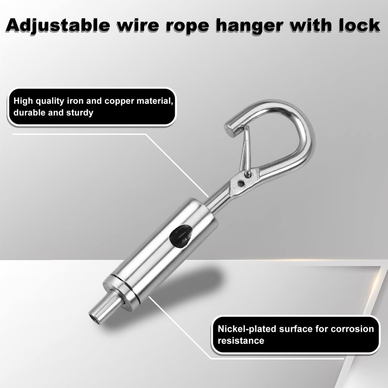 SPEEDWOX 6 Pcs Adjustable Hooks Steel Wire Rope Hanger, Portable