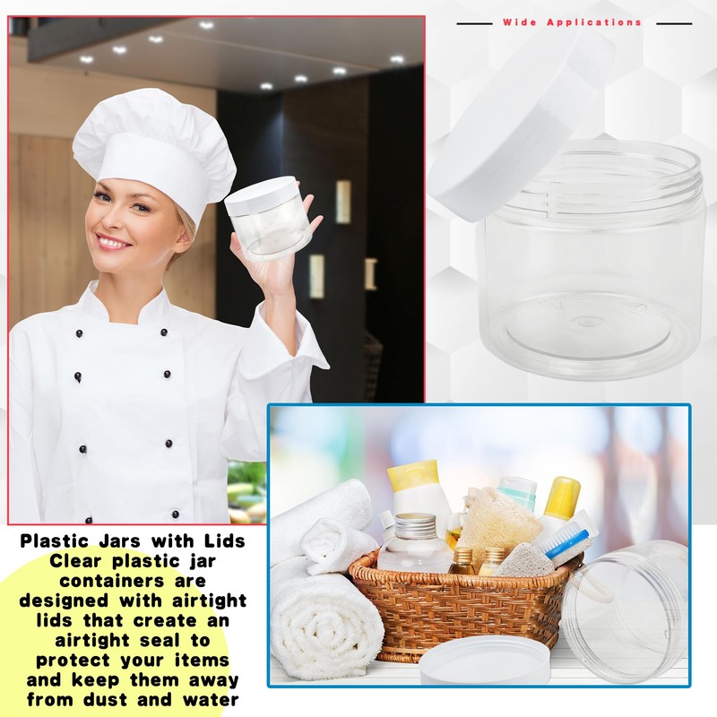 30 Pcs 10 oz Plastic Jars with Lids Wide Mouth