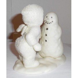 Snowbabies "Why Don't You Talk to Me?" #6801-2 Snowbabie Standing up Talking to a Snowman with Carrot Nose