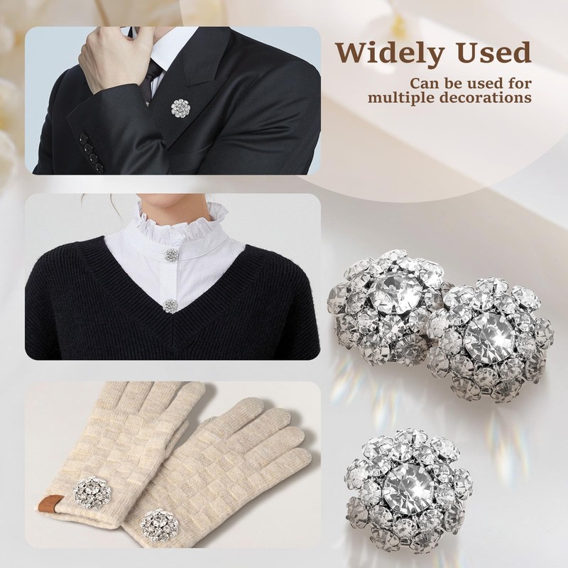 6 Pcs Rhinestone Button Cover Decorative Button Cover Clip Easy