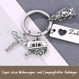 JSDDE Caravan Keyring with Engraving Zuhause ist da, wo wir parken Camping Travel Keyring World Travel Tourist Gift, Home Is There, Where We Park, Unit size