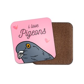 1 x I Love Pigeons Coaster - Pigeon Bird Pink Cute Birthday Girls Wife #70787