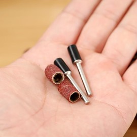 100Pcs 1/4" Dia Sand Bands Sanding Drums with 1/8" Mandrels for Rotary Tool