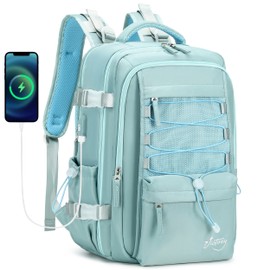 Travel Backpack for Women Men 15.6 Inch Laptop Backpacks with USB Port Carry on Backpack Flight Approved Large Back Pack College Bookbags Outdoor Sports Hiking Rucksack Casual Daypack (Green)