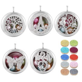 5pcs Mixed Pearl Cage Floating Pendant Aroma Diffuser Charms Stainless Steel Tone Perfume Essential Oil Diffuser Necklace Pendant Locket Jewelry (Style 3)