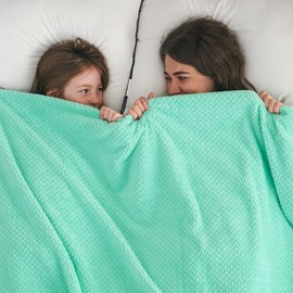 NEWCOSPLAY Super Soft Throw Blanket Aqua Premium Silky Flannel Fleece Leaves Pattern Lightweight Bed Blanket All Season Use (Aqua, Throw(50"x60"))